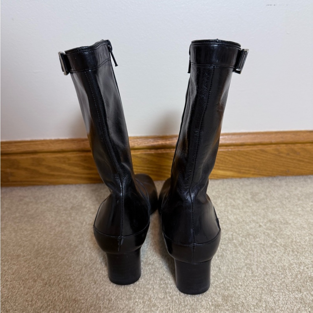 Cole Haan leather zip up boots mid calf buckle zipper size 8.5 made in Italy - Picture 9 of 12
